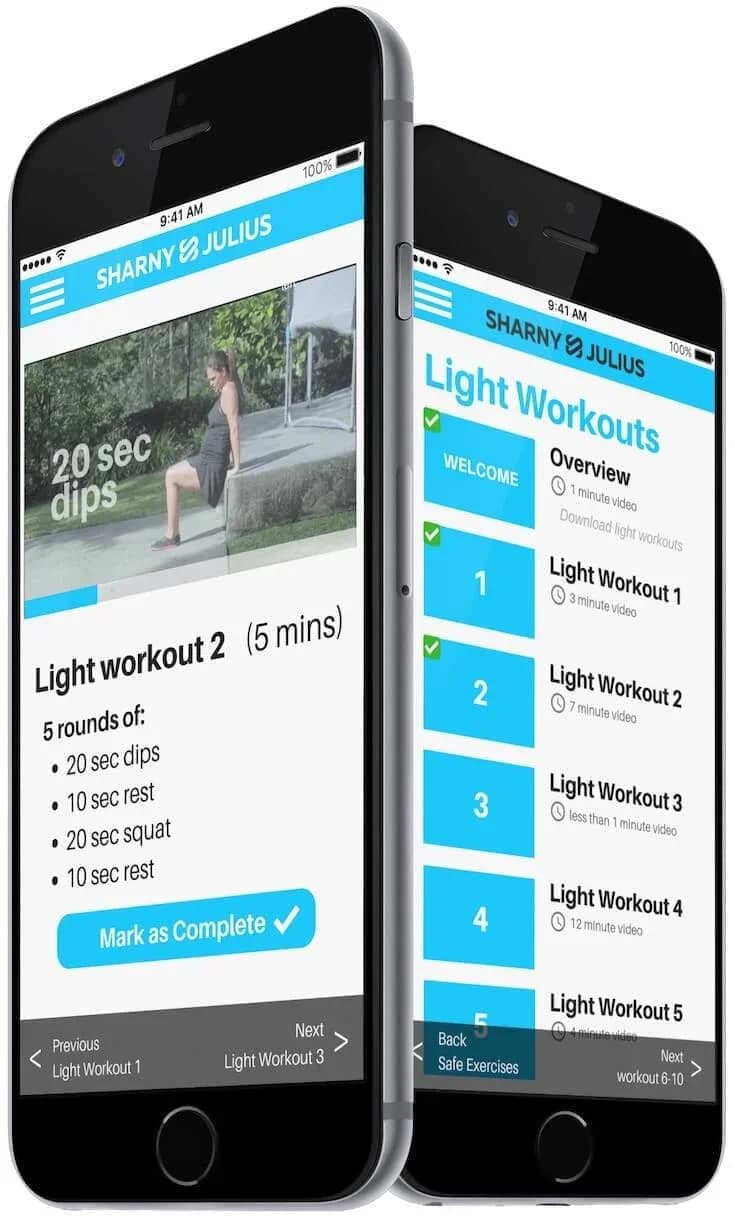 Pregfit workout program on an iPhone